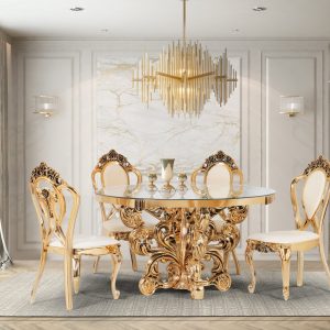 Ayan dining table | Ayan golden chair