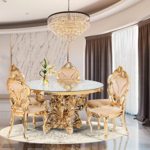 Ayan dining table | Ronak golden chair