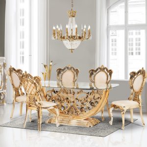 Rosenthal dining table | Unique golden chair