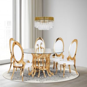 Maral dining table | Golden underest chair