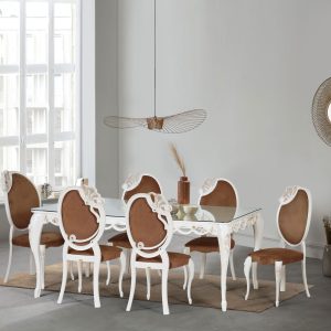 "Polymer dining table and chairs."