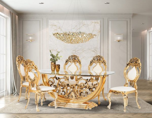 "Polymer dining table and chairs."