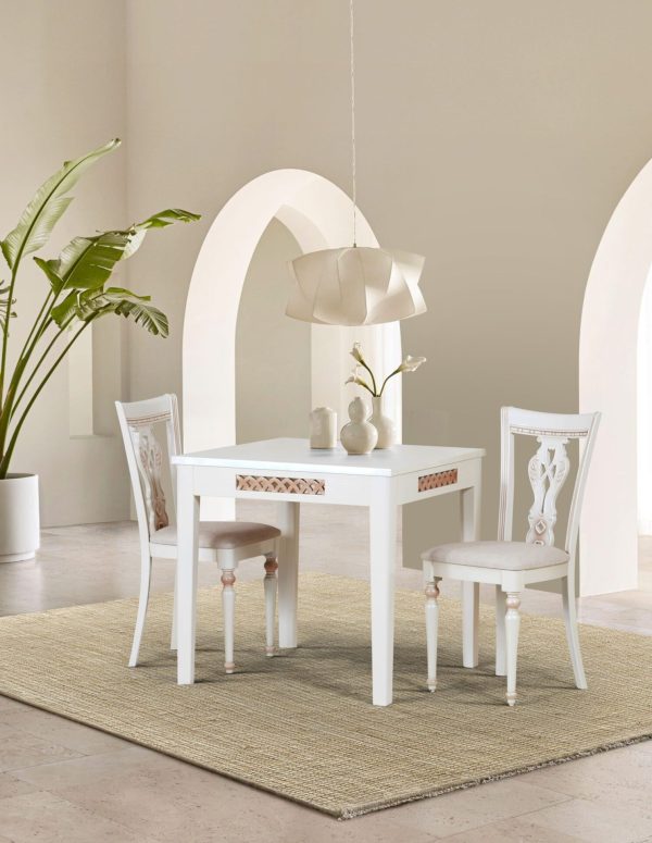 "Polymer dining table and chairs."